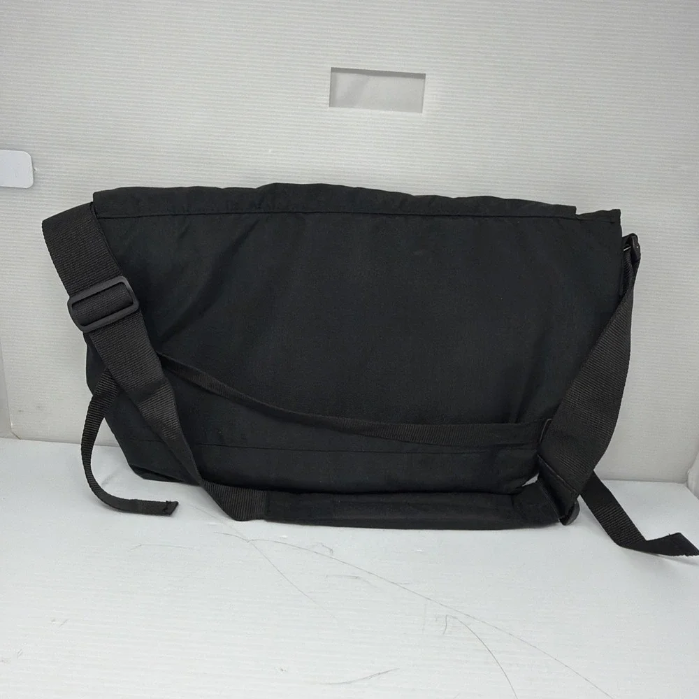Vintage Eastpak Messenger Crossbody Laptop Bag Black Logo Made In USA Y2K 90s